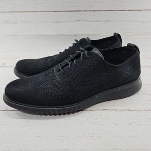 Cole Haan 2 ZeroGrand Stitchlite Wingtip Oxford Men 12 Lazer‎ Black Shoes C28527